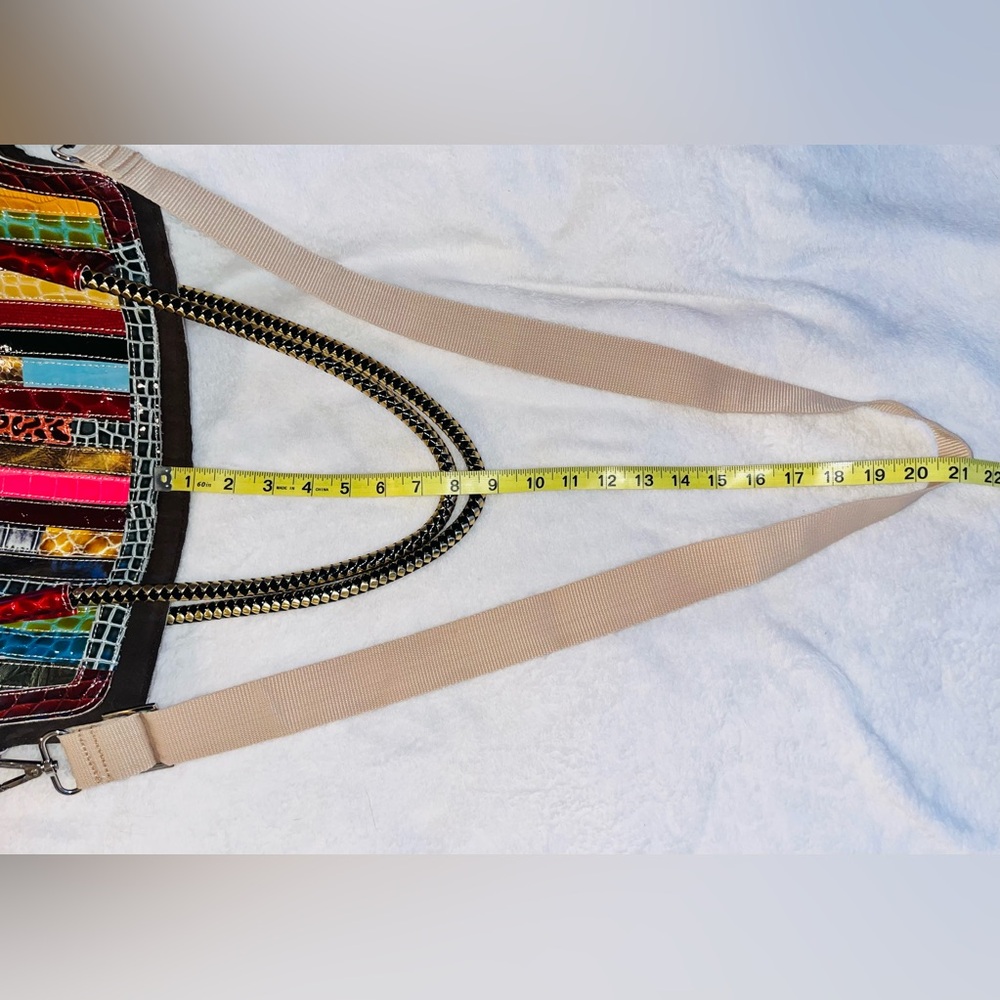 Leather Patchwork Multicolor Tote Bag Leather fri… - image 12